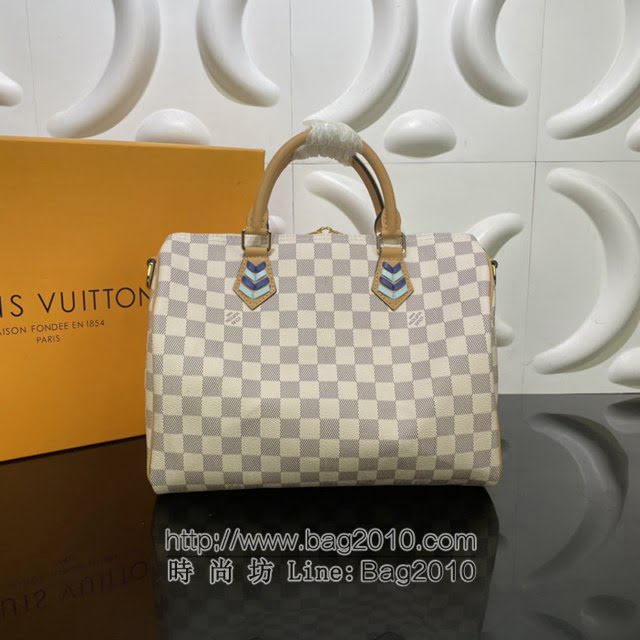 Louis Vuitton新款女包 N50054 路易威登SPEEDY BANDOULIèRE 30手袋 LV白格编织肩带枕头包手提包  ydh4200